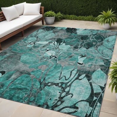 Camo Artistic Abstract Weather Resistant Classic Meets Modern Outdoor Rug