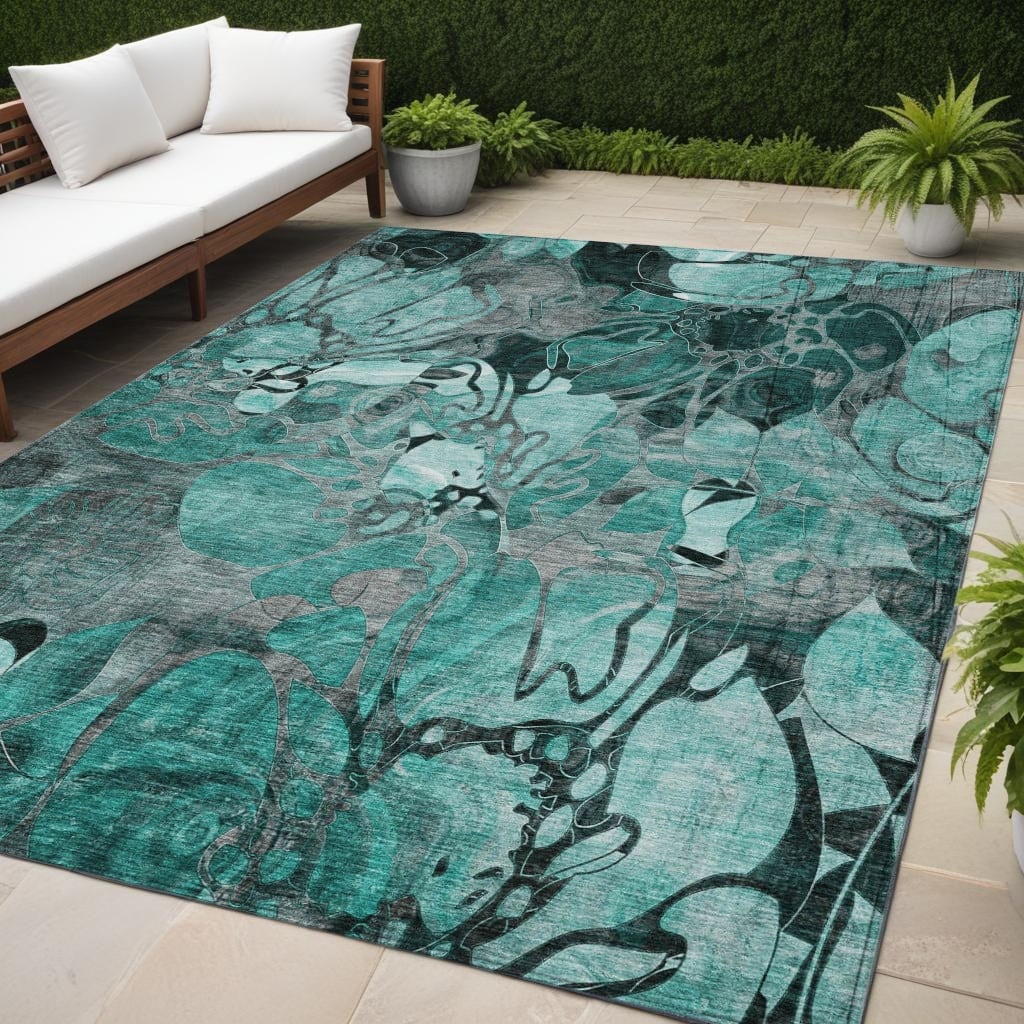 Camo Artistic Abstract Weather Resistant Classic Meets Modern Outdoor Rug