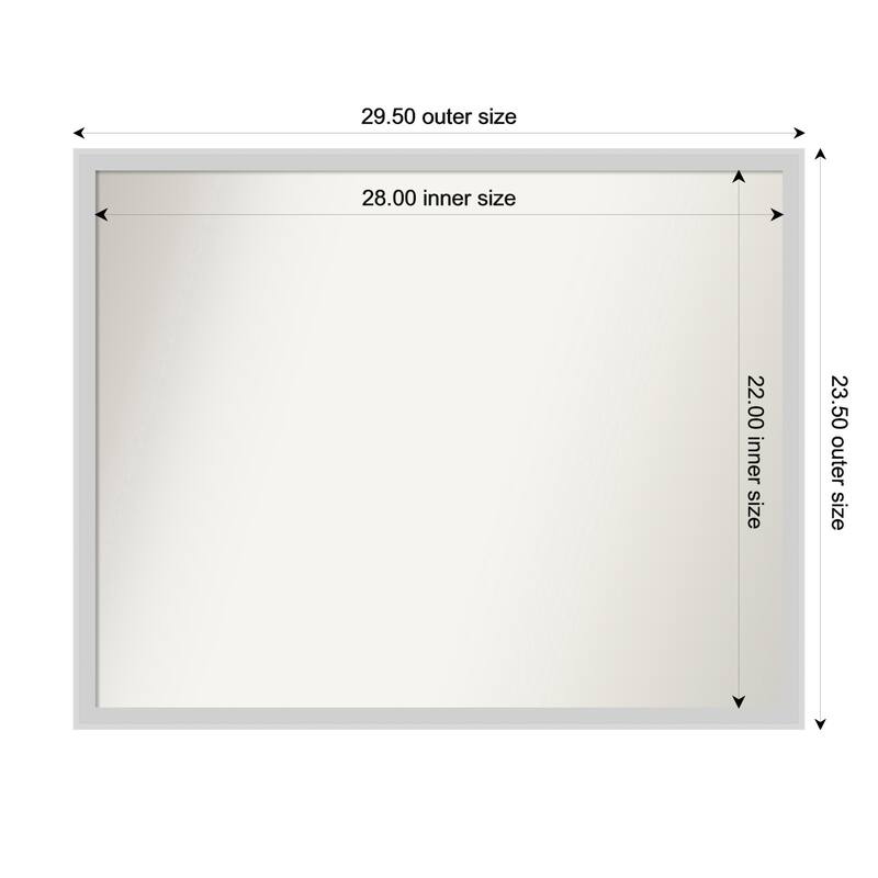 Incline Non-Beveled Wood Framed Wall Mirror - 30 x 24 in - Incline Silver