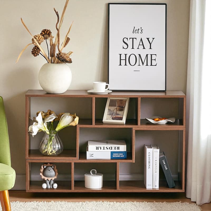 2-Piece Cube TV Stand, Free-Combination L-Shaped Media Console with 6 Open Shelves, Adjustable 55"-80", MDF