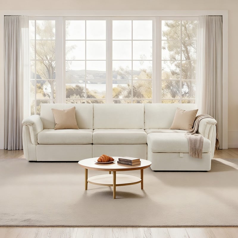 Spruce & Spring Modular Sectional Sofas with Optial Storage Console for Living Room