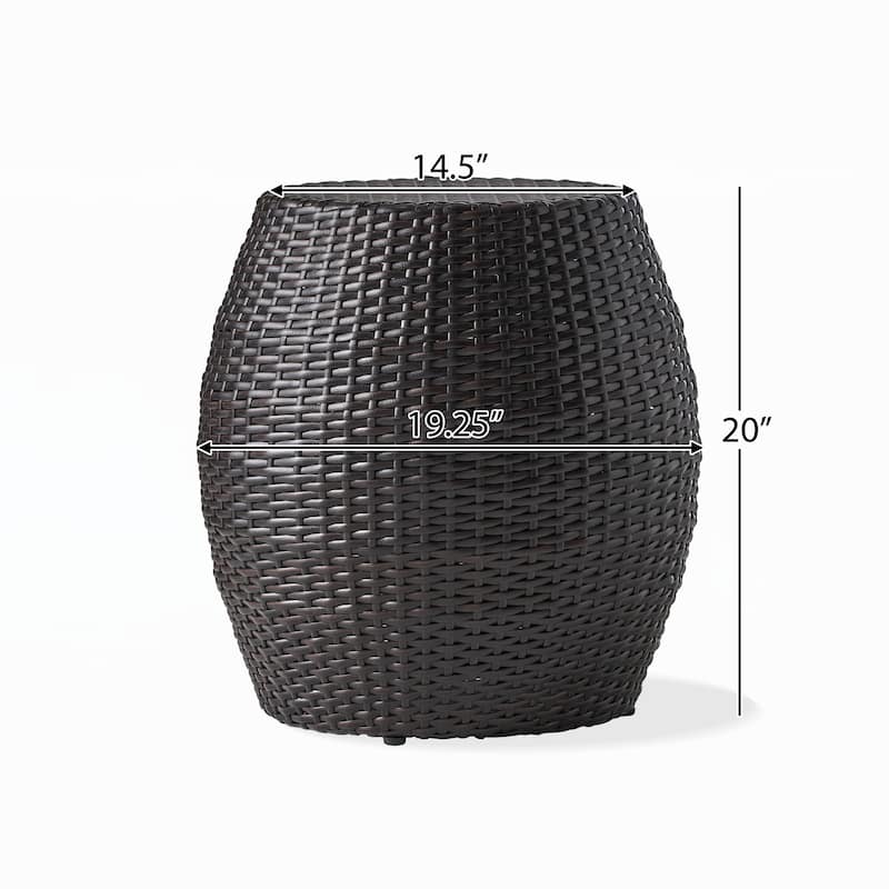 Outdoor Wicker 14.00" Patio Side Table