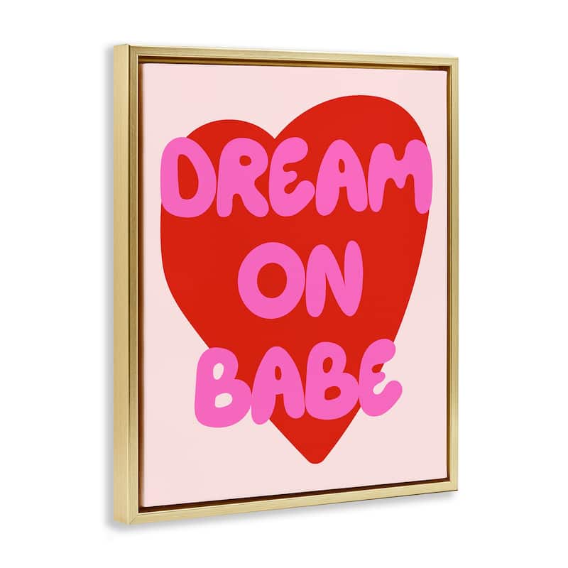 Stupell Dream On Babe Red Heart Framed Floater Canvas Wall Art Design By House of Lulu
