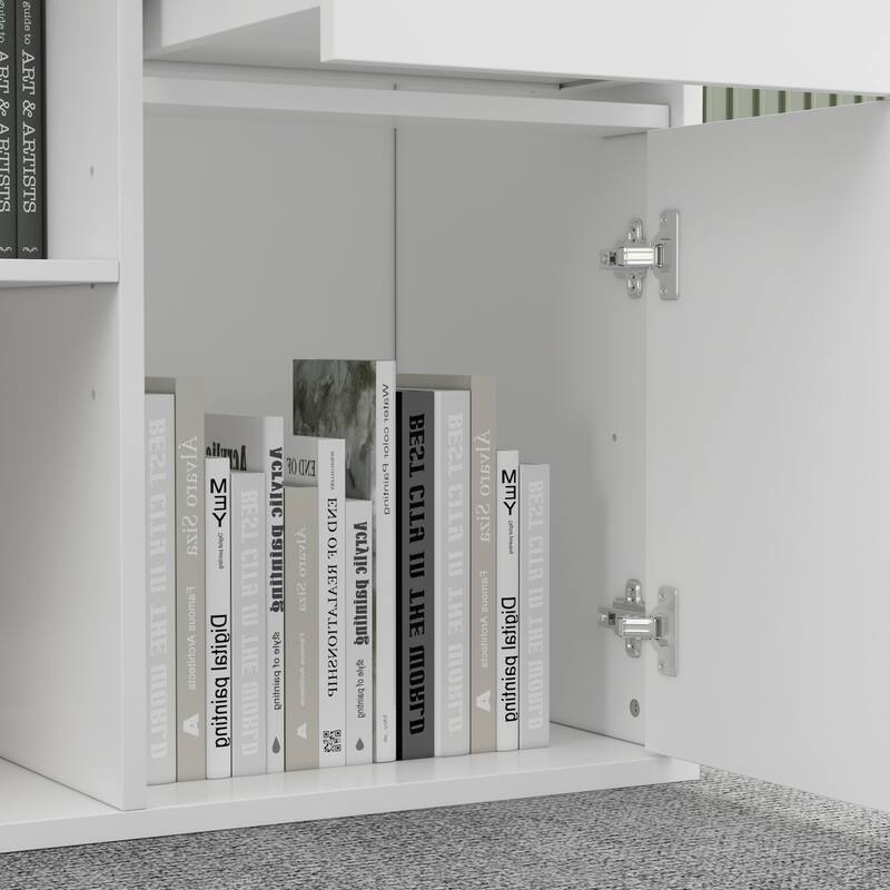 55" L-Shaped Computer Desk Storage Workstation for Productivity Style