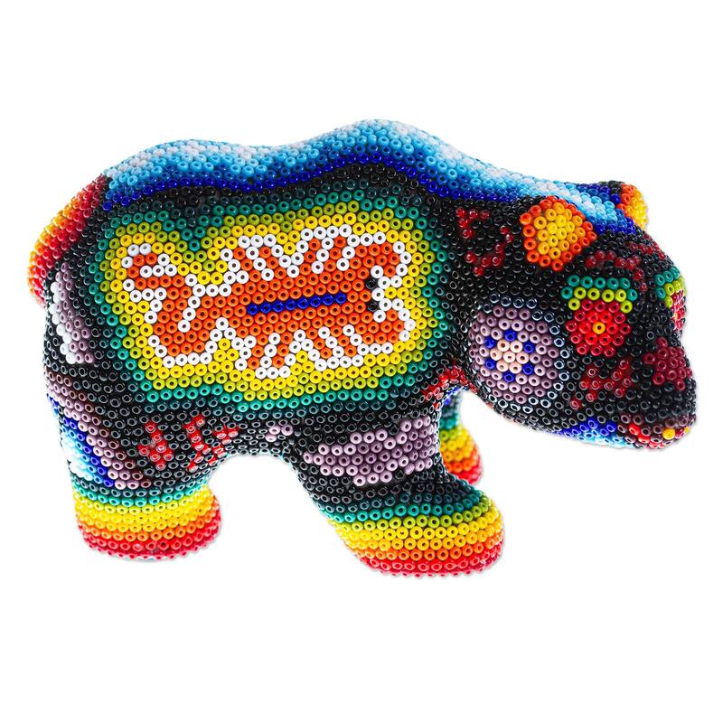 Novica Handmade Scorpion Bear Huichol Beaded Papier Mache Sculpture