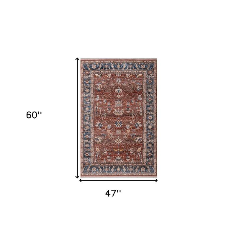 HomeRoots Oriental Traditional Rectangle Area Rug