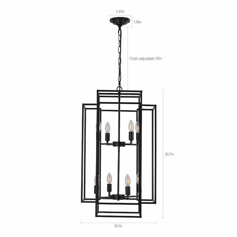 Industrial Farmhouse Hanging Chandelier with 8 Lights