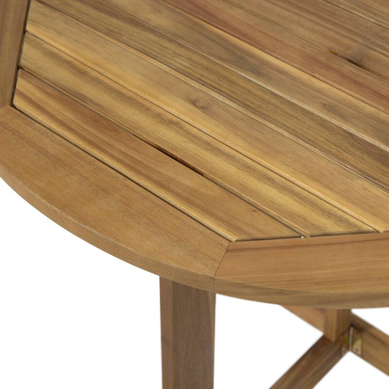 Outdoor Half-Round Folding Acacia Wood Bistro table