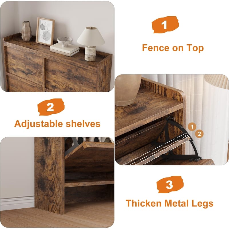 Drawer Wooden Shoe Cabinet with Adjustable Shelves