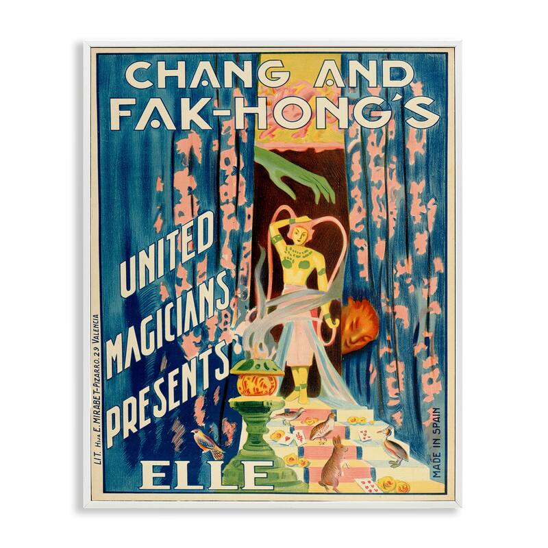 Stupell Vintage Magician Show Advertisement Framed Giclee Art Design By Marcus Jules - 16 x 20 - White