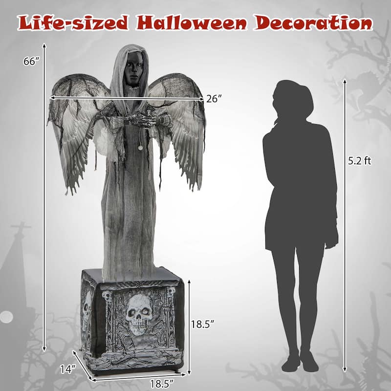 Costway 5.5ft Halloween Animatronic Decoration Animated Praying Angel - See Details