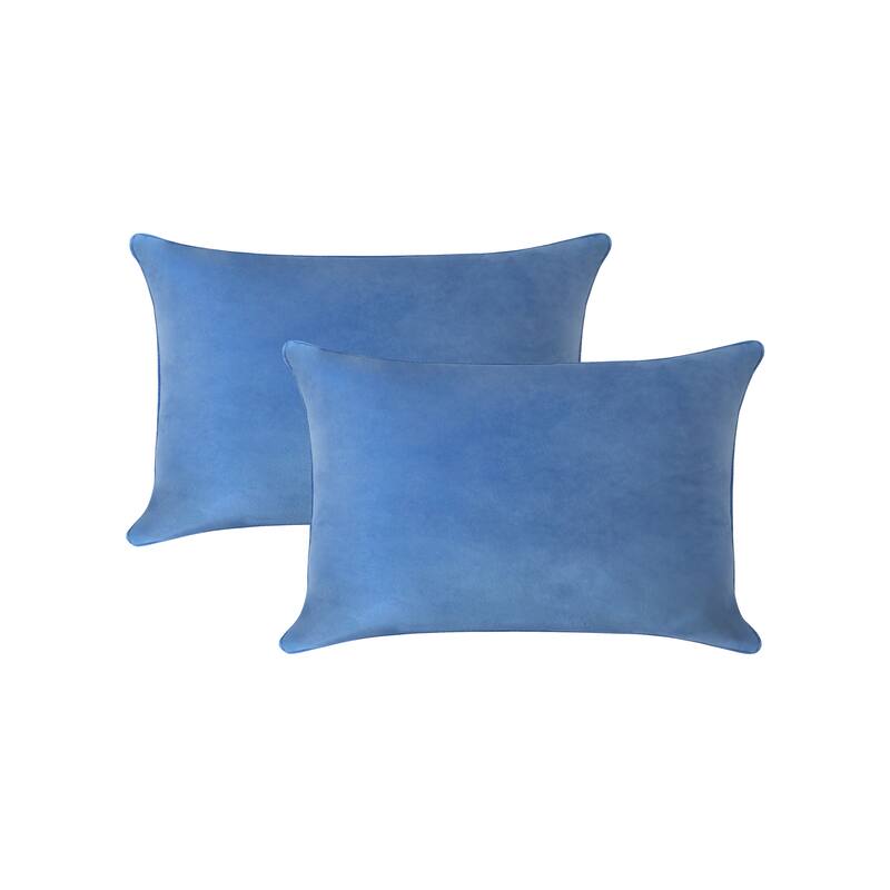 A1HC Pack of 2 Velvet Throw Pillow Covers, Hidden Zipper Closure - 12x20 Inches - Prussian Blue