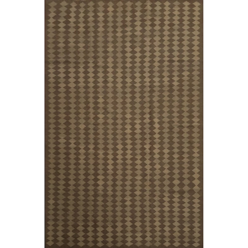 Hand Woven Oriental 100% Wool Carpet Southwestern Modern Brown Kilim Area Rug - 13' 0'' X 10' 0''