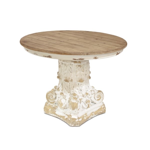 Shop 39 Unique Rustic Brown And Antique White Round Pedestal End