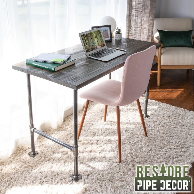 PIPE DECOR Solid Reclaimed Wood Desk with Authentic Industrial Pipe Legs