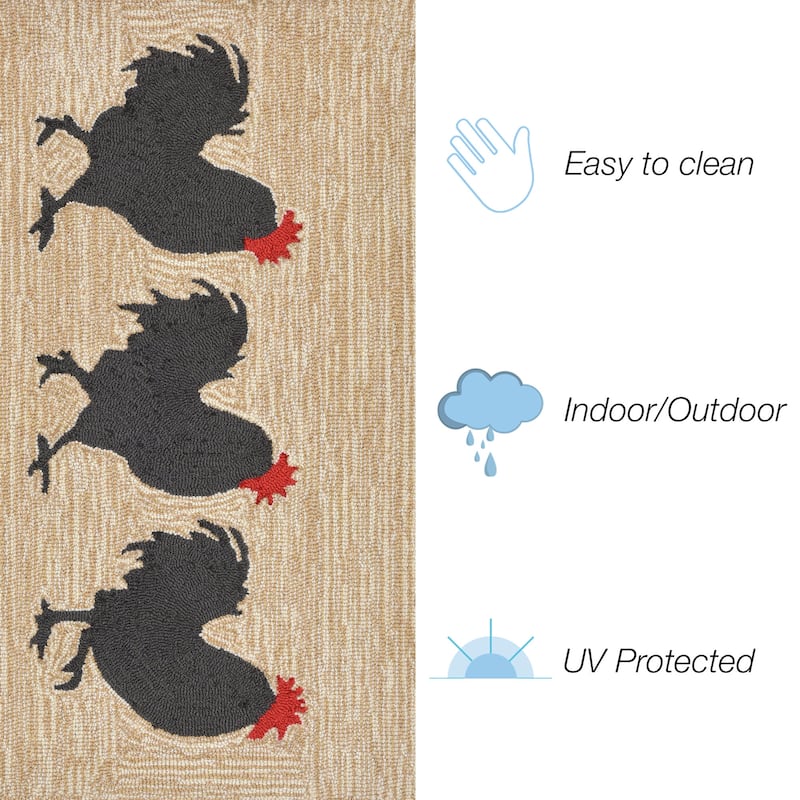 Liora Manne Frontporch Roosters Indoor/Outdoor Rug - 2'6" x 4'