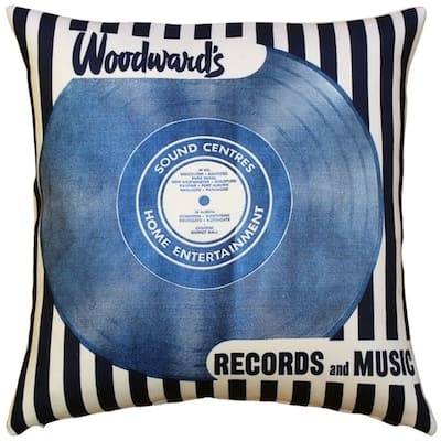 Woodward's Records and Music Throw Pillow with Polyfill Pillow Insert