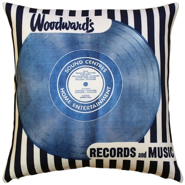 Woodward's Records and Music Throw Pillow with Polyfill Pillow Insert