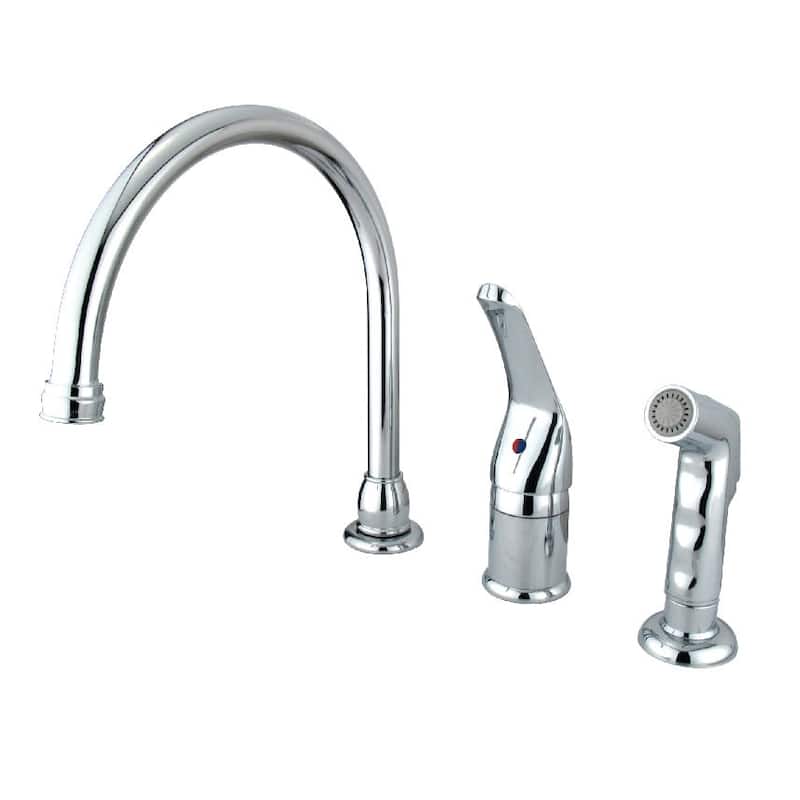 Kingston Brass Chatham Gooseneck Kitchen Faucet with Metal Lever - Polished Chrome