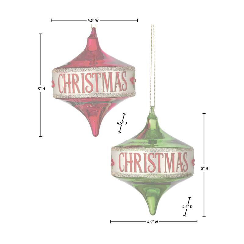 4.5" Glass Spinning Top Ornament Set of 6