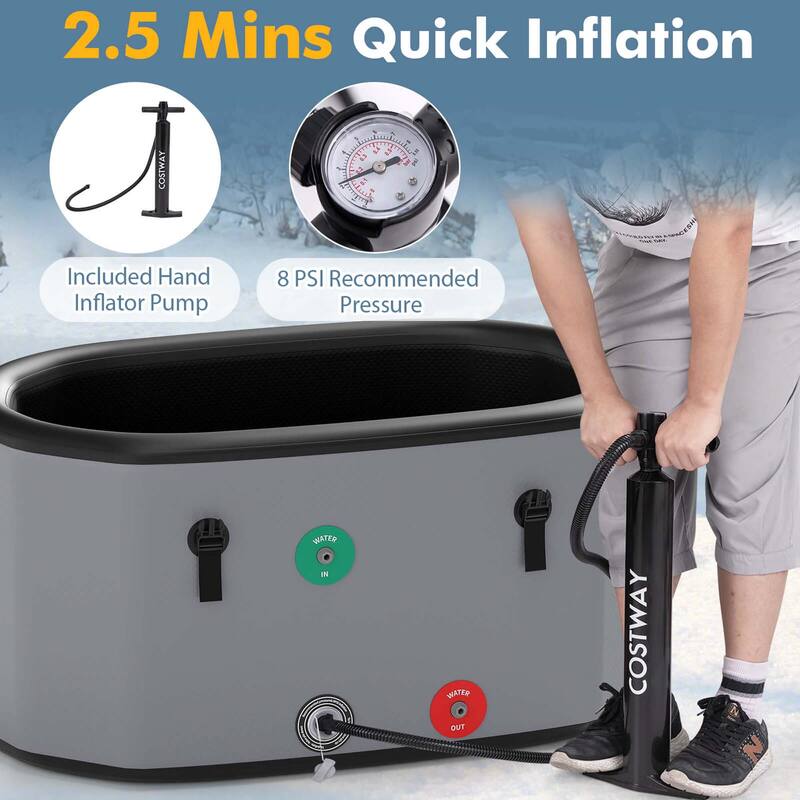 Costway XL 129 Gal Oval Ice Bath Tub for Athletes with Cover Hand Pump - See Details