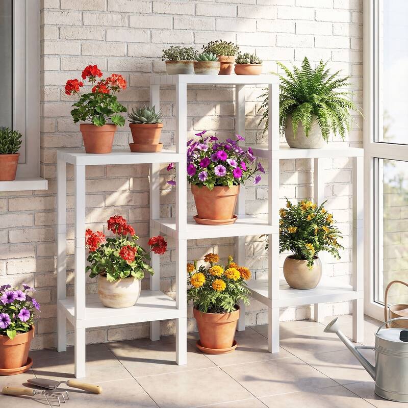 Gymax 6-Tier Plastic Modular Storage Shelves Open Display Utility