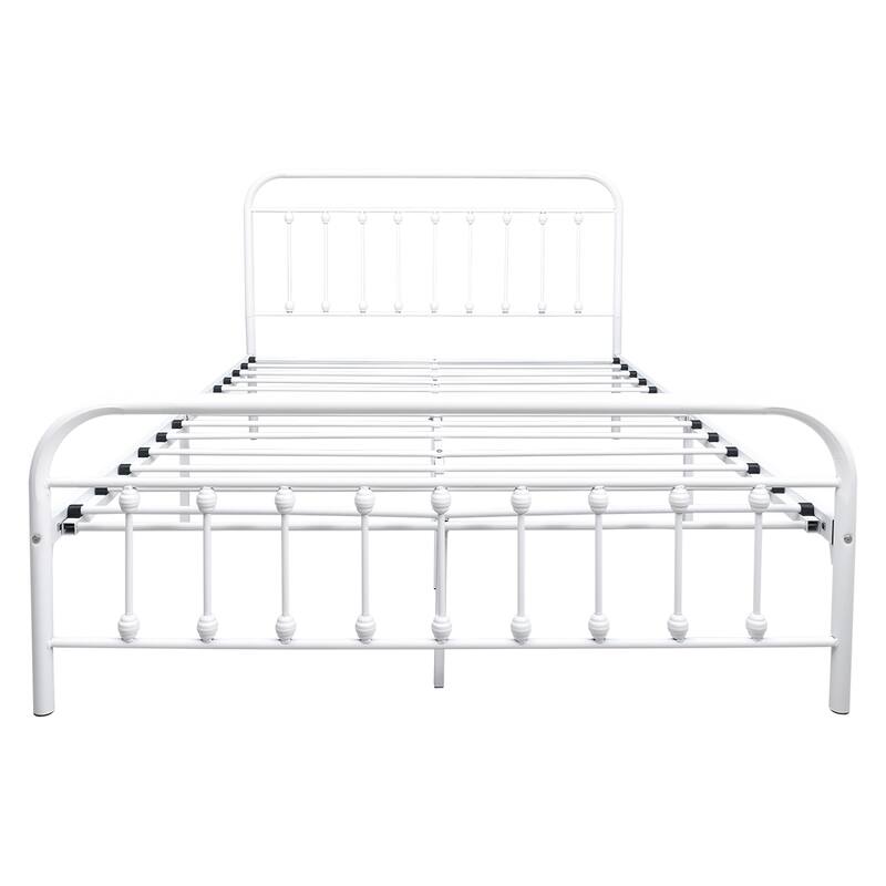 Metal Platform Bed Frame featuring a Headboard, Sturdy Slat Support, No Box Spring Required, and Easy to Assemble‌.