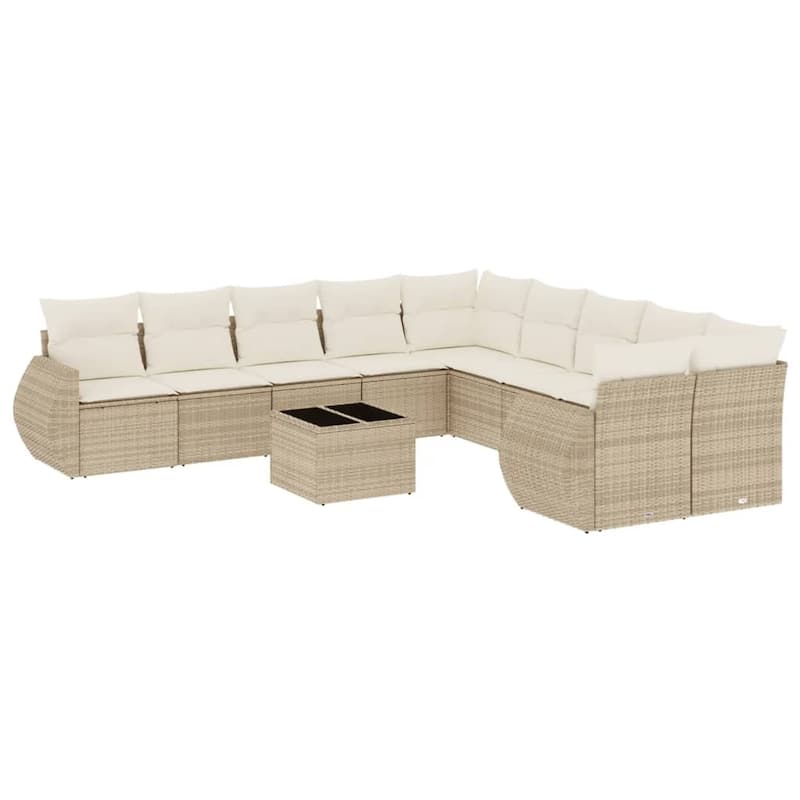 vidaXL Patio Sofa Set with Cushions Outdoor Conversation Furniture Poly Rattan