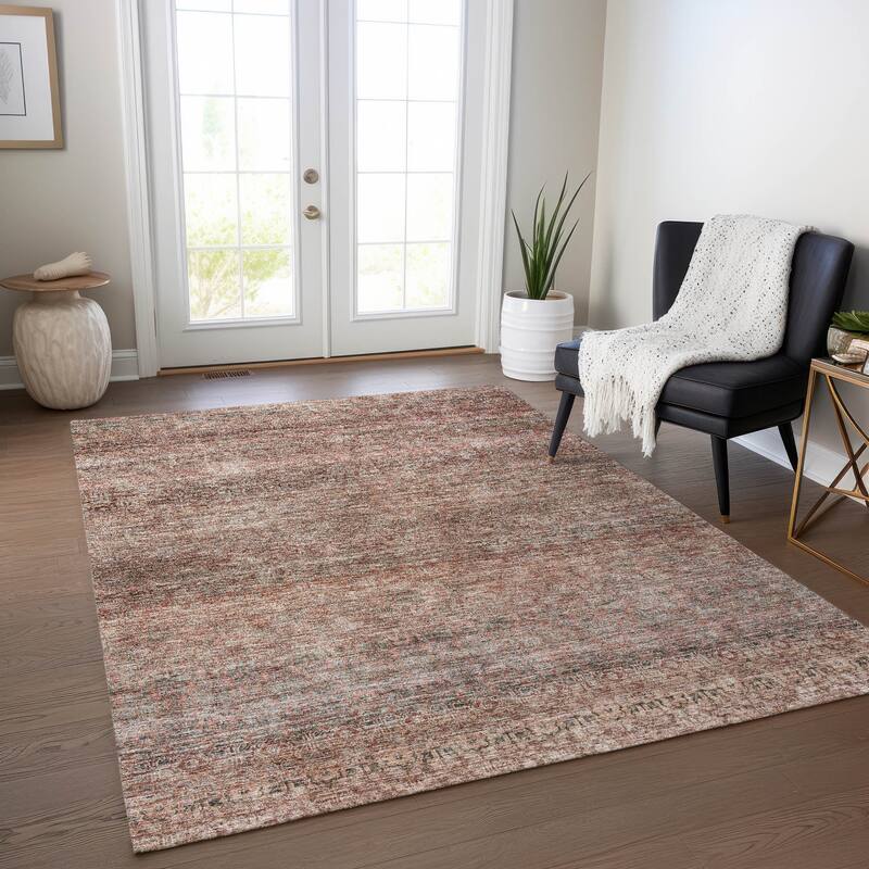 Machine Washable Indoor/ Outdoor Ombre Chantille Rug - Coral - 10' x 14'