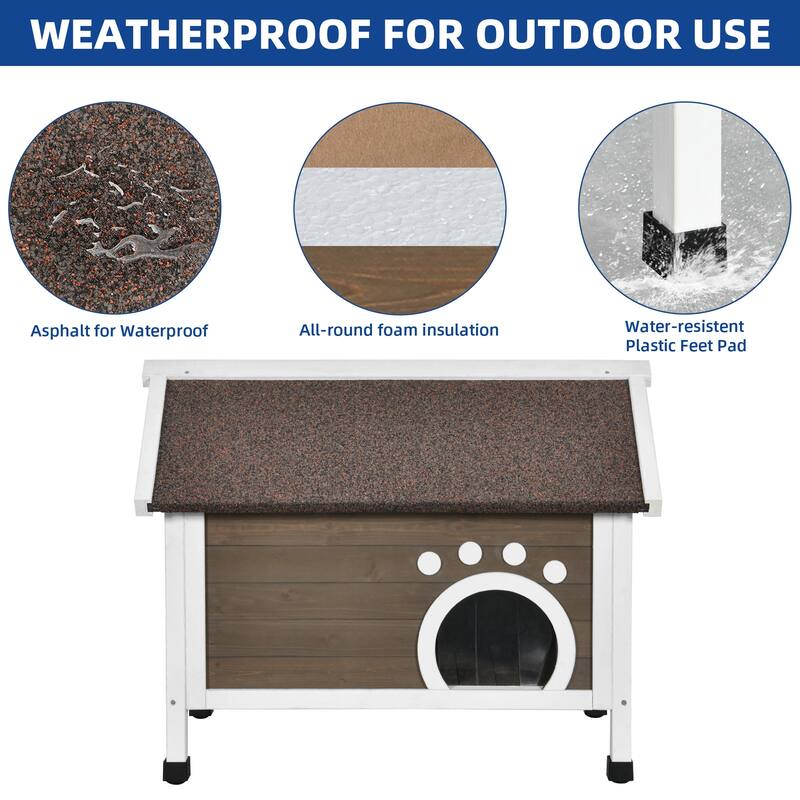 Moasis Outdoor Cat House Wooden Feral Cat Shelter with Asphalt Roof