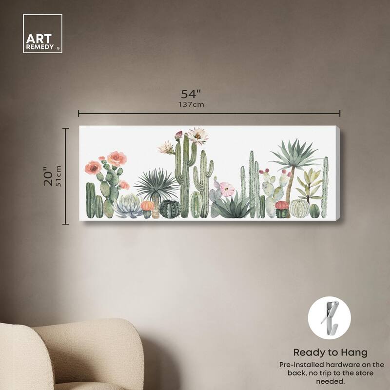 Cactus Desert Shade Panoramic Canvas by Art Remedy, Gallery Wrapped