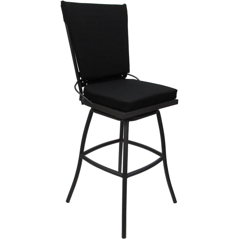 Outdoor Bar Stool Counter 26" 30" Extra Tall 34" - Jamey without Arms - Black Linen - Gray - Bar Height