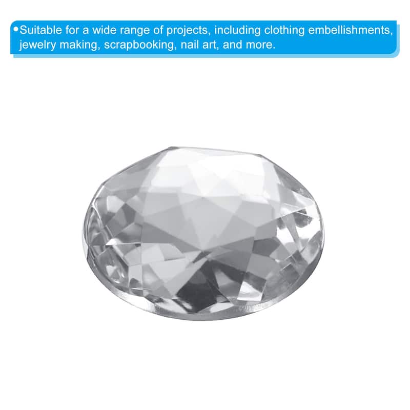 25mm Flat Back Round Acrylic Rhinestones, 100 Pack Plastic Circle Gems