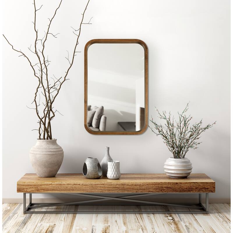 Kate and Laurel Hutton Wood Framed Radius Rectangle Mirror