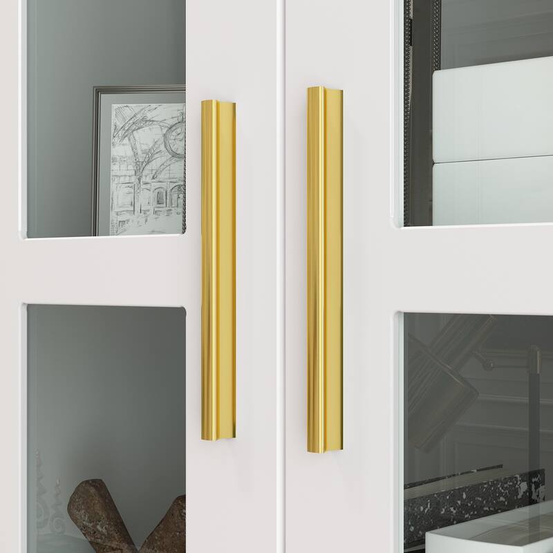 Display Cabinet with Glass Doors Bookcase Accent Living Room Hallway - 70.1"Hx31.5"W