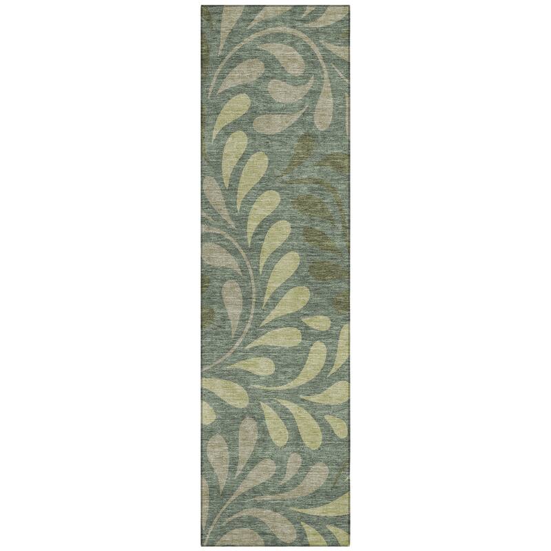 Machine Washable Indoor/ Outdoor Floral Arabesque Chantille Rug