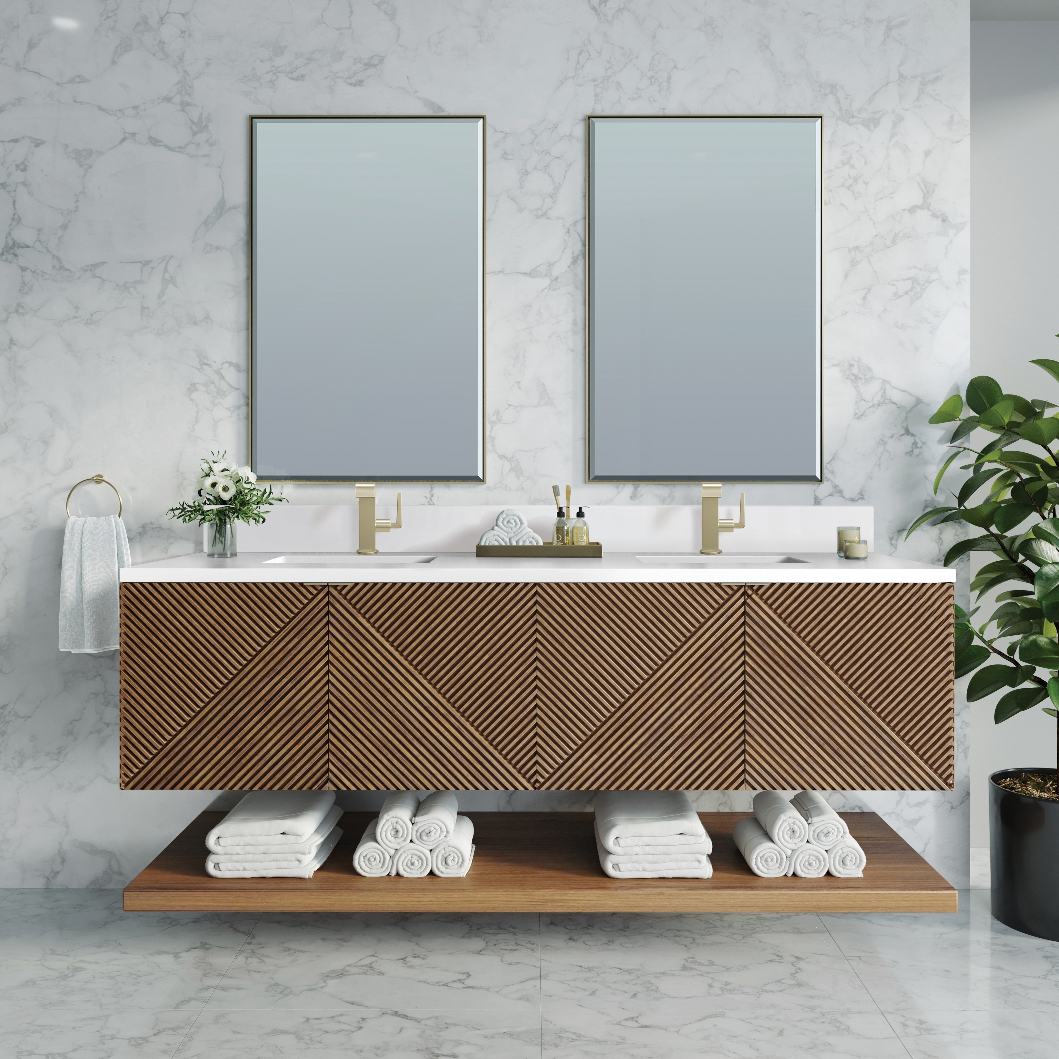 Marcello 72" Double Vanity Cabinet, Chestnut