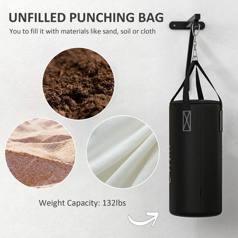 Soozier Unfilled Punching Bag Hanger, Heavy Bag Wall Mount Set with Bracket, Boxing Gloves, Hand Wraps and Swivel Hook