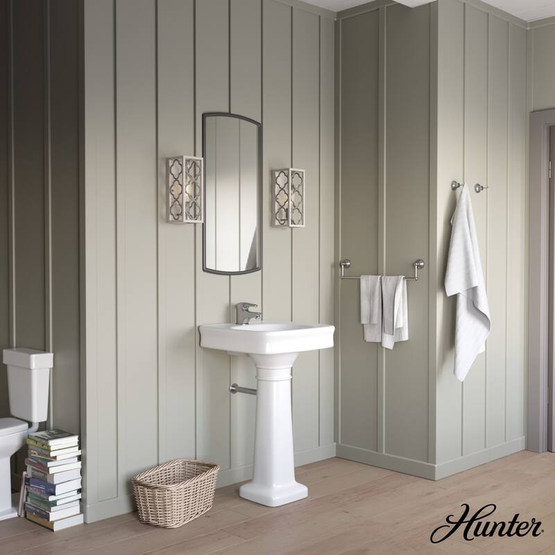 Hunter Gablecrest 1-Light Wall Sconce - Bathroom, Hallway, Bedroom - Modern Farmhouse, Distressed - Damp Rated!