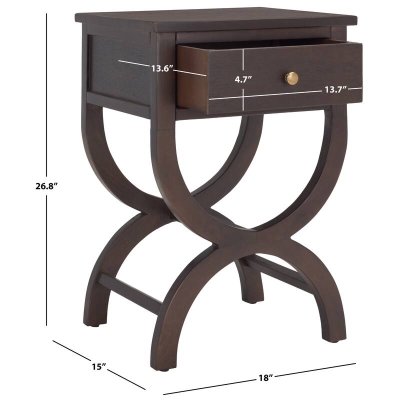 SAFAVIEH Liller 1-Drawer Accent Table Nightstand (Fully Assembled) - 18" W x 15" D x 27" H - 18Wx15Dx27H - Walnut