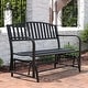 preview thumbnail 1 of 6, Sunnydaze 2-Person Black Steel Metal Outdoor Patio Garden Glider Bench - 50"