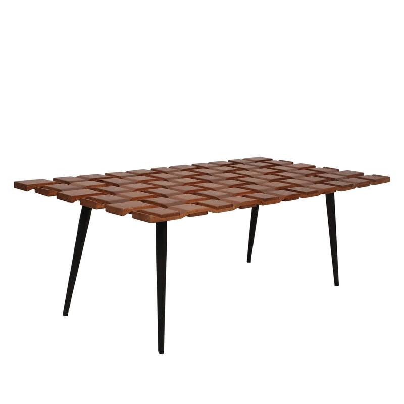 Weaved Wooden Coffee Table - 48" - Honey Gold Finish