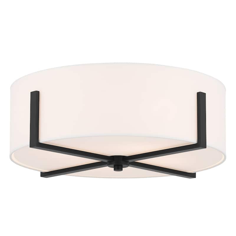 Kichler Lighting Malen 20 in. 4-Light Black Flush Mount Light with White Fabric Shade
