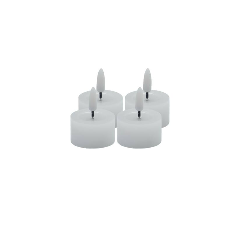Battery Operated 3D Flame LED Tealight Candles - 1.75" - White - Set of 4