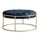 preview thumbnail 17 of 24, Perdita Gold Finish Velvet Round Tufted Ottoman by iNSPIRE Q Bold Blue Velvet