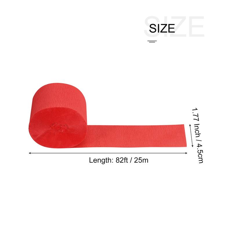 3pcs Crepe Paper Streamer Decoration 82ft Long 1.77 Inch Wide - Red