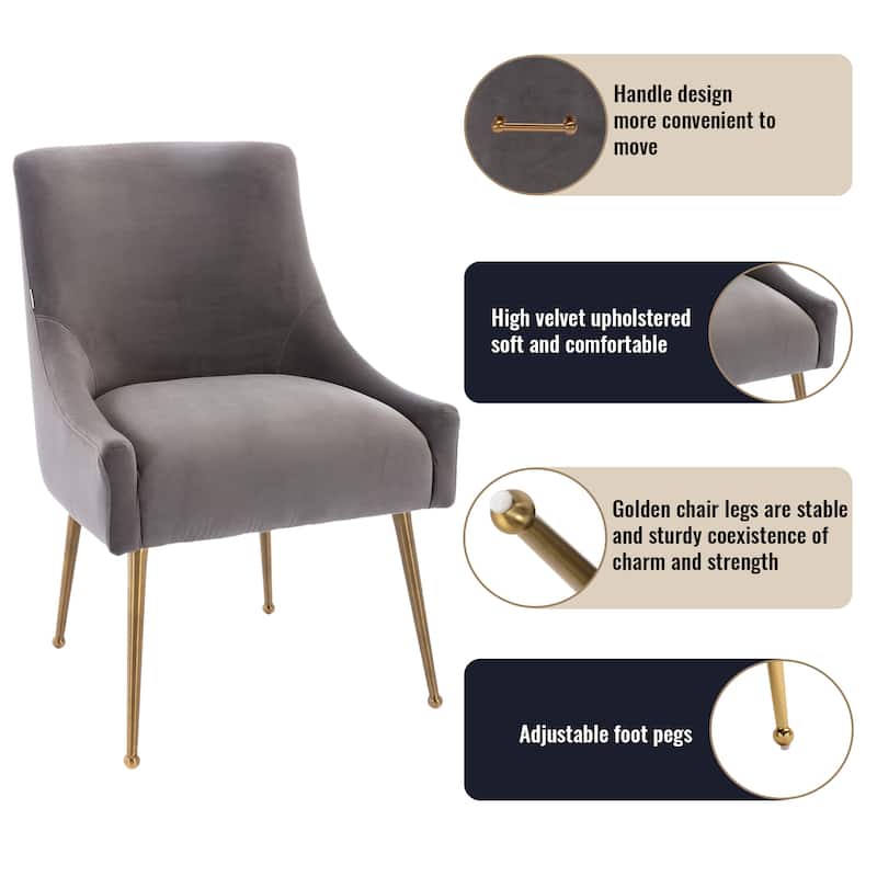 7-Piece Clihome Walut Wood Table with Velvet Chair Dining Chair