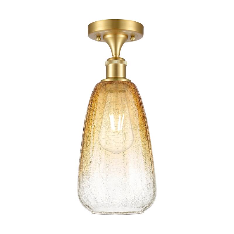 Innovations Lighting Endless Possibilities Ballston - Brookhaven Almond - 1 Light 6" Semi-Flush Mount - Satin Gold/Amber