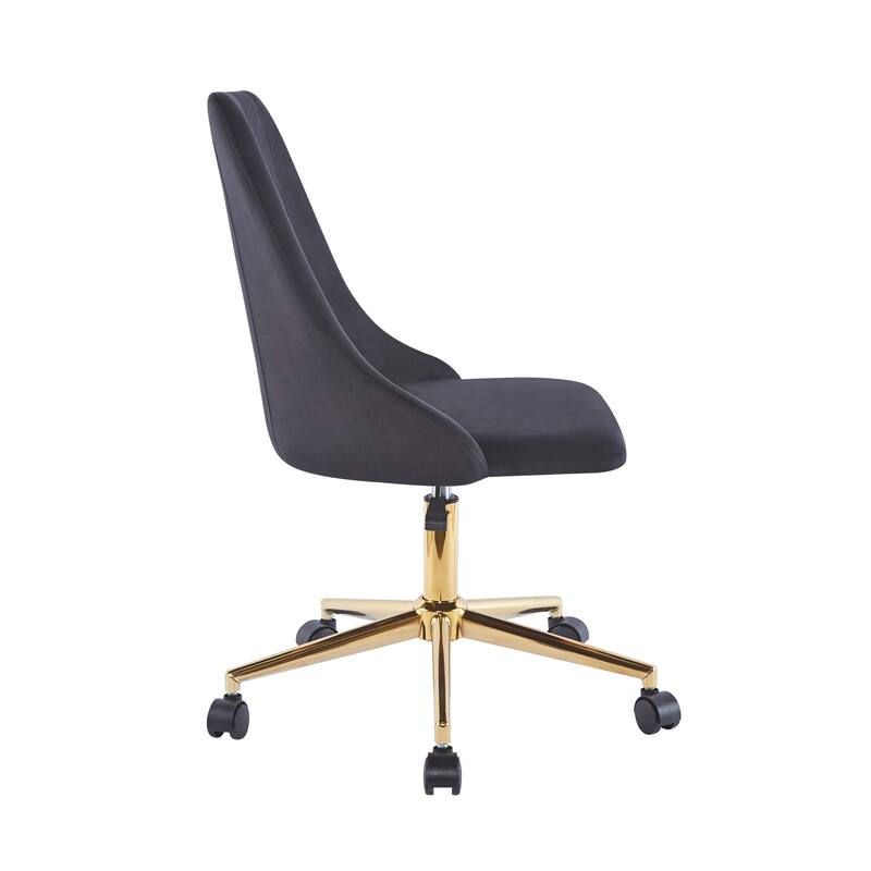 Porthos Home Rae Office Chair, Velvet Upholstery, Gold Chrome Legs