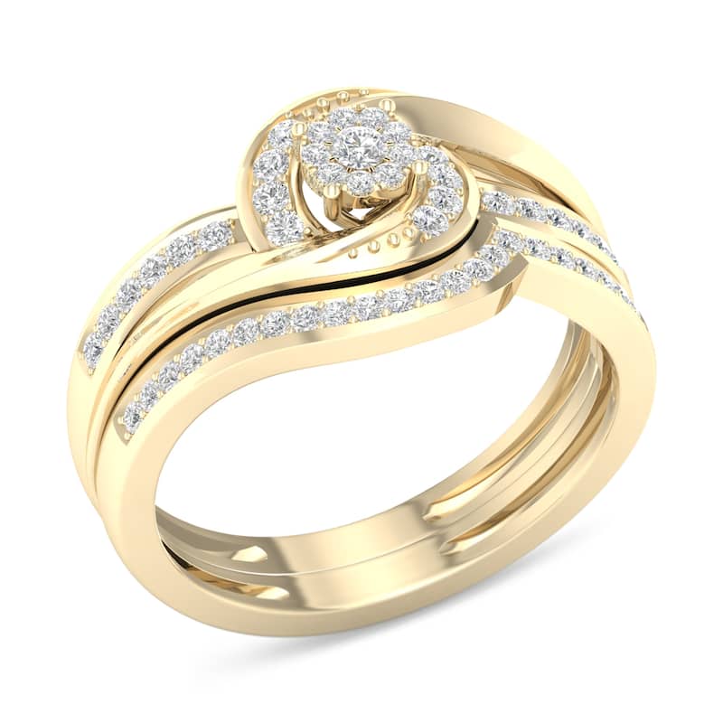 1/3ct TDW Diamond Bypass Bridal Set in 10K Gold for Women